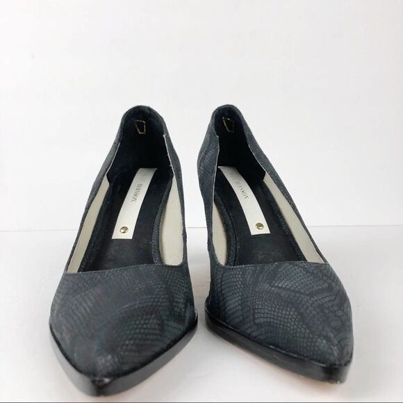 Matt Bernson Python Snake Embossed Pointy Toe Heels Pump Black charcoal 9.5 - Picture 2 of 16